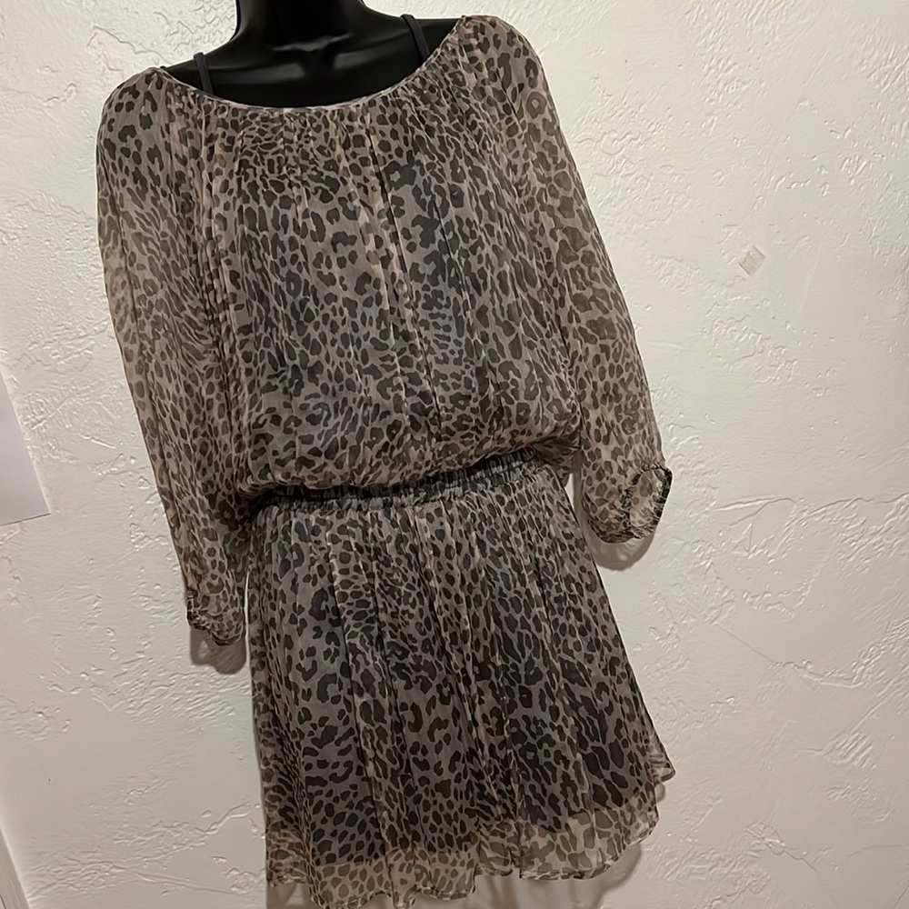 Akiko Pale Leopard Silk Dress, NWT